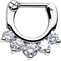 16G 1/4 Stainless Steel 5 CZ Septum Clicker