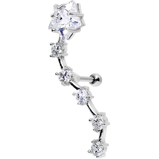 Stainless Steel CZ Shooting Star Right Tragus Cartilage Earring