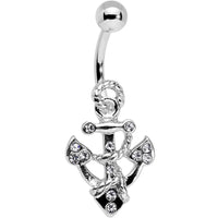 Clear Gem Caravelle Anchor Belly Ring
