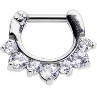 14G 5/16 Seven Clear Cubic Zirconia Septum Clicker