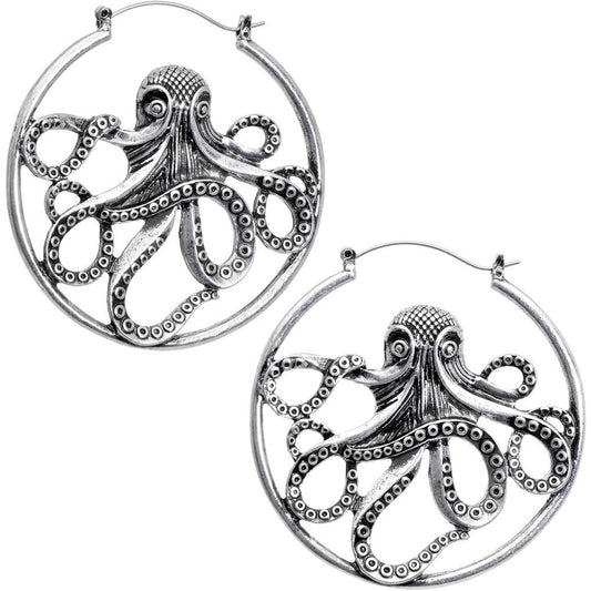 Octopus Tunnel Plug Hoop Hanger Earring Set