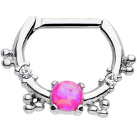 16G Clear Gem Pink Imitation Opal Simple Septum Clicker