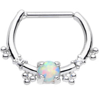 16G Clear Gem Iridescent Imitation Opal Simple Septum Clicker