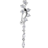 Clear Gem Swirl Teardrop Top Mount Dangle Belly Ring