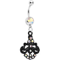 Aurora Czech Stone Black Baroque Empress Dangle Belly Ring