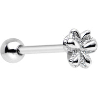 Simple Stainless Steel Butterfly Flat Top Barbell Tongue Ring