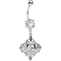 Clear CZ Gem Elegant Beauty Diamond Dangle Belly Ring