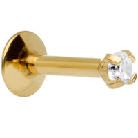 16G 1/4 Gold IP 2mm Clear Gem Internally Threaded Tragus Earring
