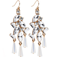 Clear Gold Tone Embellished Chandelier Fish Hook Drop Earrings