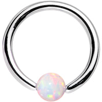 16G 5/16 3mm White Synthetic Opal Steel BCR Captive Ring