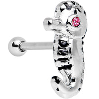 16G 1/4 Pink Gem Eyeball Seahorse Cartilage Earring
