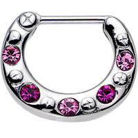 16G 5/16 Pink and Dark Pink Gem Septum Clicker