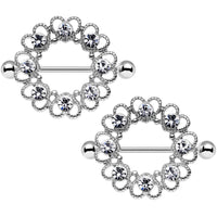14G 1 1/16 Clear Gem Always Angelic Halo Heart Nipple Shield Set