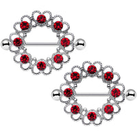 14G 1 1/16 Red Gem Daring Little Devil Halo Heart Nipple Shield Set
