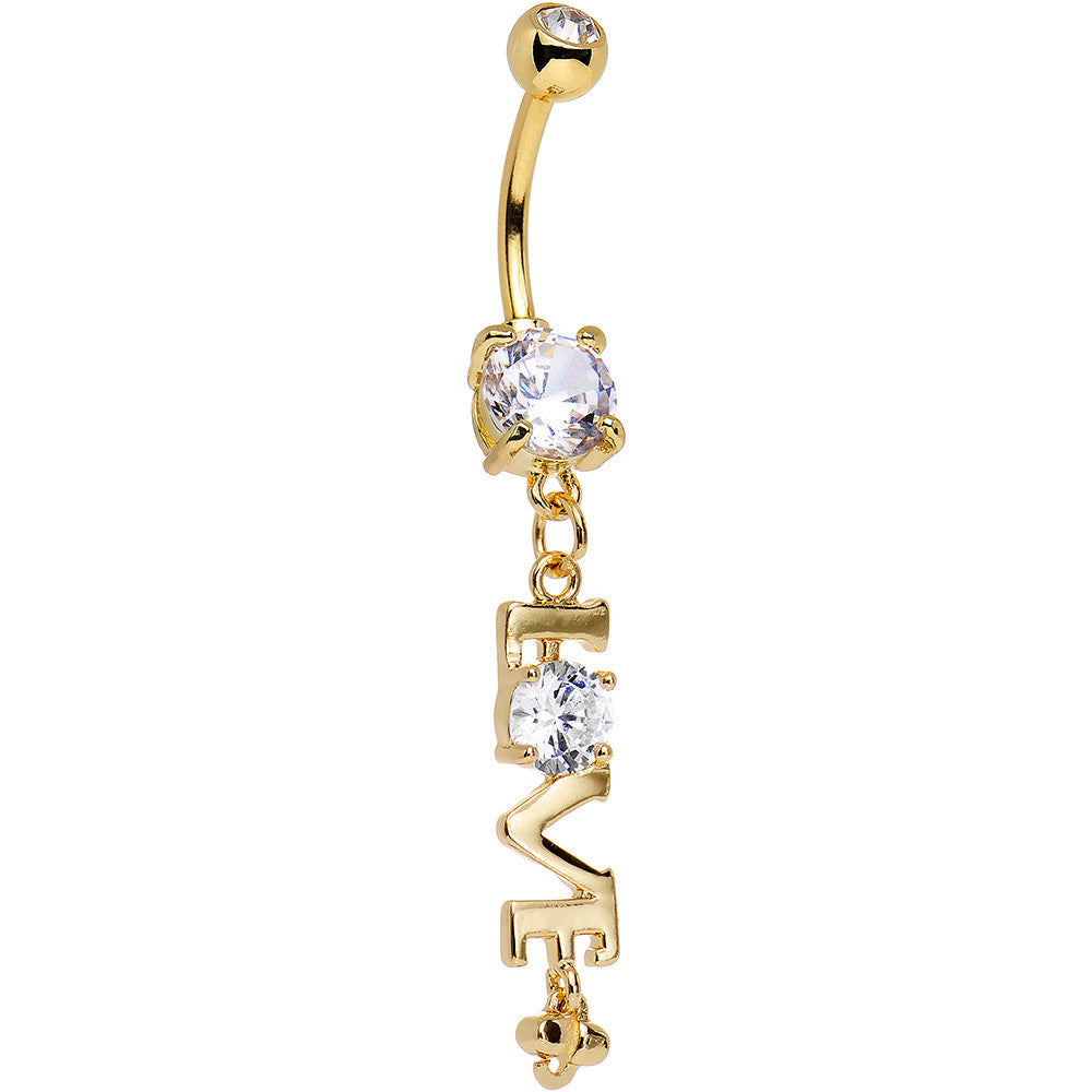 Clear Gem Gold Anodized Lots of Love Dangle Belly Ring