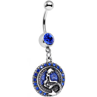 Royal Blue Gem Mythical Mermaid Dangle Belly Ring