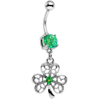 Green Faux Opal Shake Your Shamrock Dangle Belly Ring