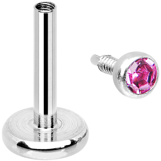 18G 1/4 Pink 2mm CZ Gem Internally Threaded Cartilage Earring