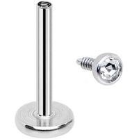 18G 5/16 Clear 2mm CZ Internally Threaded Labret Monroe Tragus