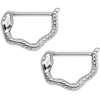 14G 9/16 Stainless Steel Slithering Snake Nipple Clicker Set
