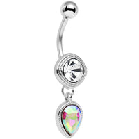 Clear Aurora CZ Gem Simpe Sass Dangle Belly Ring