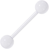 14G 5/8 White Enamel Coated Stainless Steel Straight Barbell
