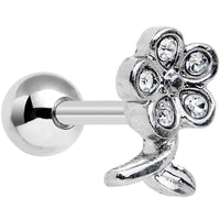 16G 1/4 Clear Gem Petal Flower Left Ear Cartilage Earring