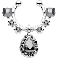 Black Gem Silhouette Dangle Clip On Septum