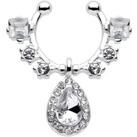 Clear Gem Silhouette Dangle Clip On Septum