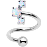 White Synthetic Opal Cluster Spiral Twister Top Mount Belly Ring