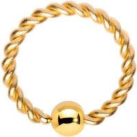 16G 5/16 Gold Tone IP Seriously Twisted BCR Captive Ring