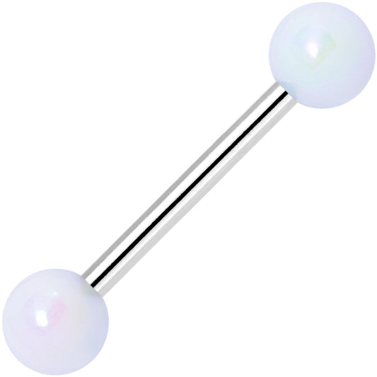 Winter White Pearlescent Acrylic Ball End Barbell Tongue Ring