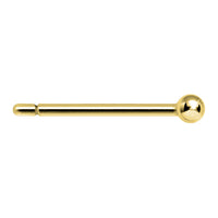 22G Solid 14k Yellow Gold Ball Nose Stud Ring