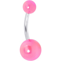 Pink Pearlescent Acrylic Ball Belly Ring