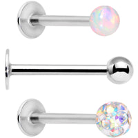 16G 5/16 Aurora Faux Opal Ball Labret Monroe Tragus 3 Pack Set