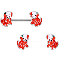 14G 9/16 Red Puppy Parade Barbell Nipple Ring Set