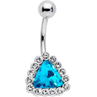 Clear Aqua Gem Chunky Pyramid Star Belly Ring