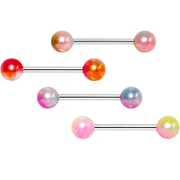 Multi Color Fun Fade Barbell Tongue Ring Set of 4