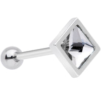 Clear Gem Rhombus Barbell Tongue Ring