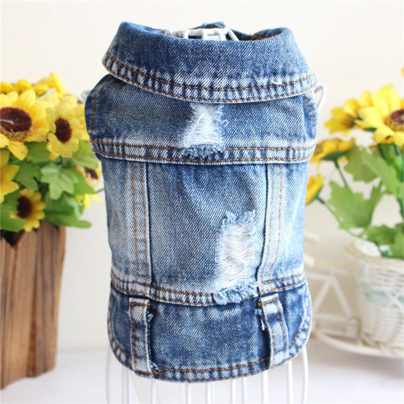 Pet Dog Cat Blue Denim Jeans Jacket Coat Vest - Jaico Online Shop