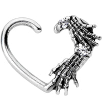 Clear CZ Gem Skeletal Hands Left Daith Cartilage Tragus Earring