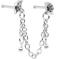 20G 1/4 Autumn Fall Leaves Chain Dangle Double Nose Bone