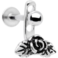 16G 3/8 Kissed Rose Flower Dangle Cartilage Tragus Helix Piercing