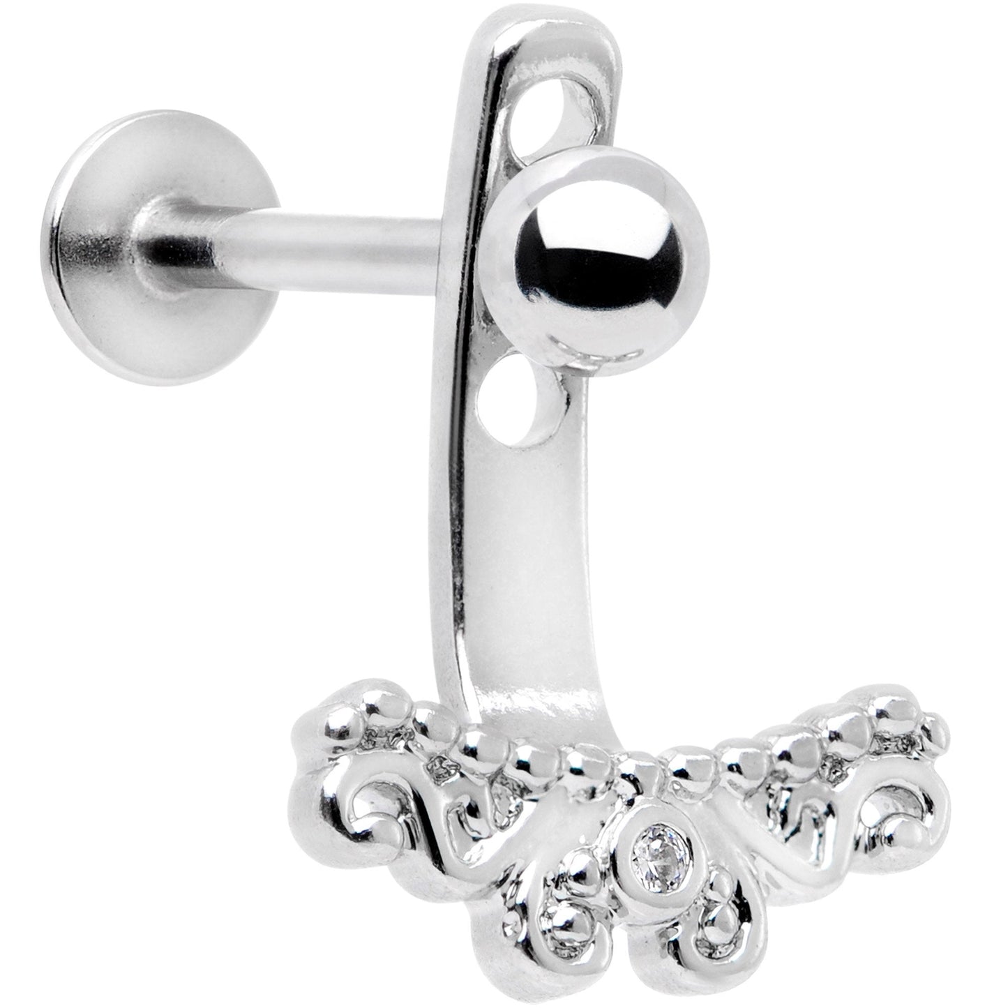 Clear Gem Victorian Swirl Dangle Cartilage Tragus Helix Piercing