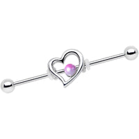 White Fade Love Heart Industrial Barbell 38mm