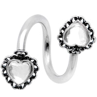 Clear Gem Hearts on Hearts Spiral Twister Belly Ring