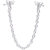 20G 1/4 Daring Dragonfly Chain Dangle Double Nose Bone