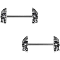 9/16 Meditating Zen Buddha Barbell Nipple Ring Set