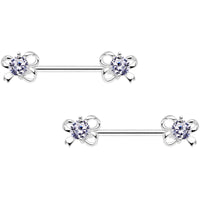 Clear CZ Gem All Tied Up Barbell Nipple Ring Set