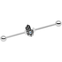Aqua Gem Hamsa Eye Industrial Barbell 38mm
